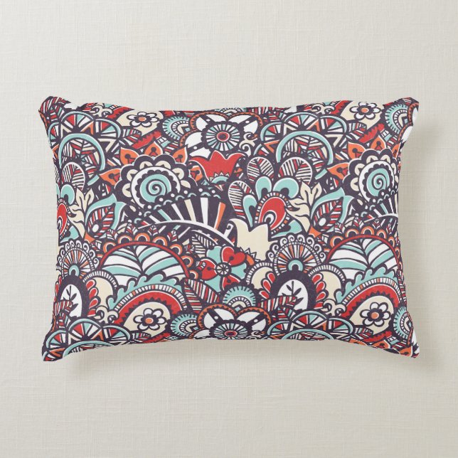 Paisley Floral Doodle Pattern Decorative Pillow (Front)