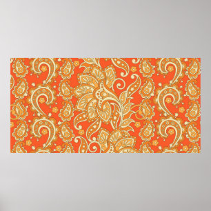 Paisley Floral ethnic seamless Pattern. Arabic Orn Poster