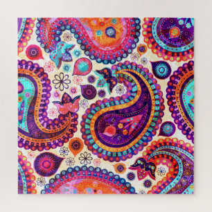Paisley Floral Indian Seamless Ornament Jigsaw Puzzle