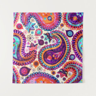 Paisley Floral Indian Seamless Ornament Tapestry