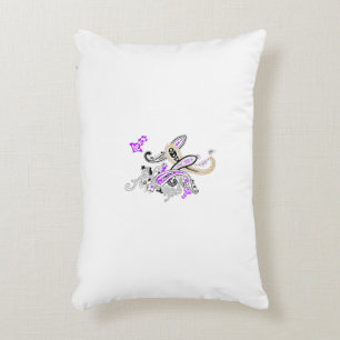 Paisley Floral Motif – Boho White Purple Orange Accent Pillow