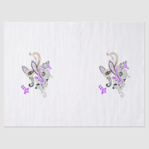 Paisley Floral Motif – Boho White Purple Orange Tissue Paper