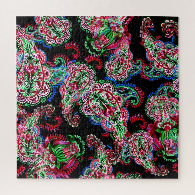 Paisley Floral Pattern, Ethnic Background. Jigsaw Puzzle (Vertical)