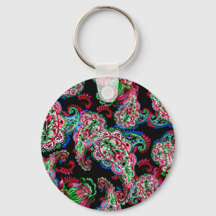 Paisley Floral Pattern, Ethnic Background. Keychain
