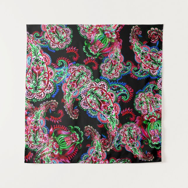 Paisley Floral Pattern, Ethnic Background. Tapestry (Front)