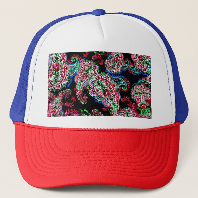 Paisley Floral Pattern, Ethnic Background. Trucker Hat (Front)