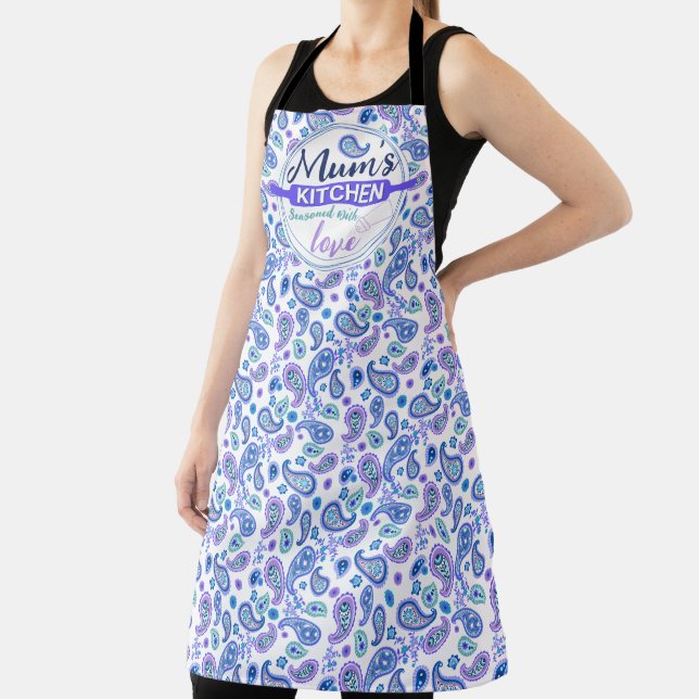 Paisley Floral Pattern - White Apron (Insitu)