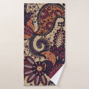 Paisley floral seamless pattern with decorative fl bath towel