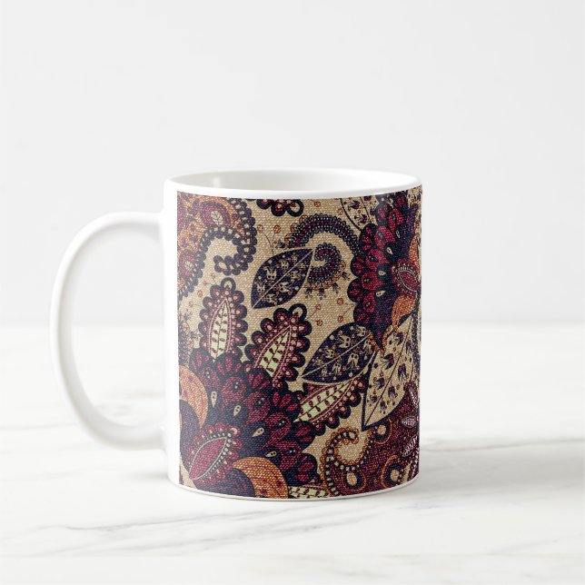 Paisley floral seamless pattern with decorative fl coffee mug (Left)