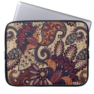 Paisley floral seamless pattern with decorative fl laptop sleeve