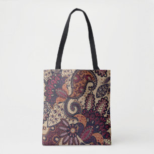 Paisley floral seamless pattern with decorative fl tote bag