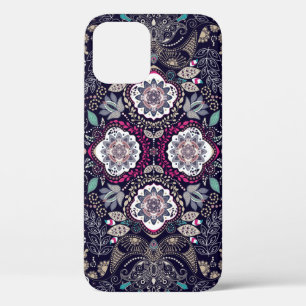 Paisley floral, square pocket design. iPhone 12 case