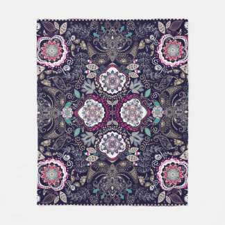 Paisley floral, square pocket design. fleece blanket