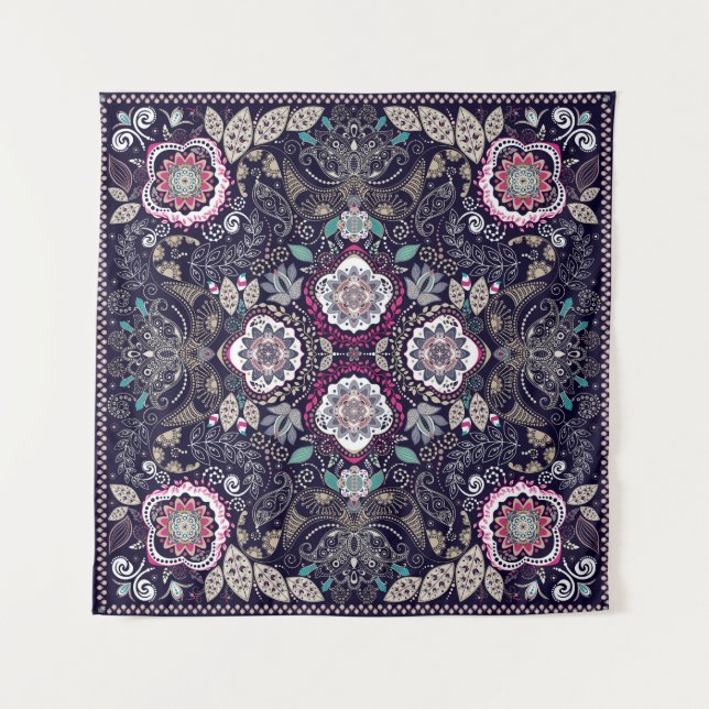 Paisley floral, square pocket design. tapestry (Front)