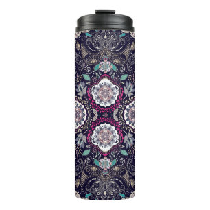Paisley floral, square pocket design. thermal tumbler