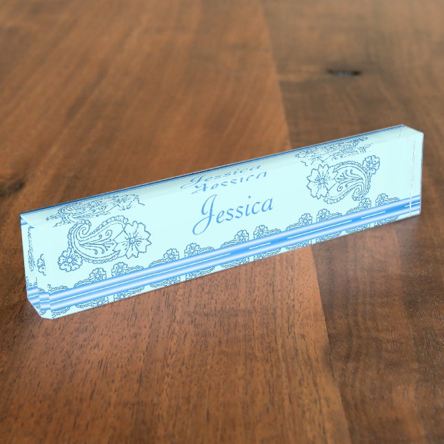 Paisley Flower (Blue) Nameplate (Side)