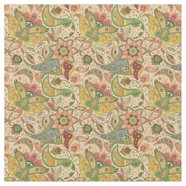 Paisley Flower Fabric | Elegant Floral Design (Close Up)