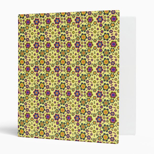Paisley Flower Pattern 3-Ring Binders (Front/Inside)