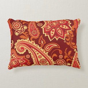 Paisley, flowers: ornamental seamless pattern accent pillow