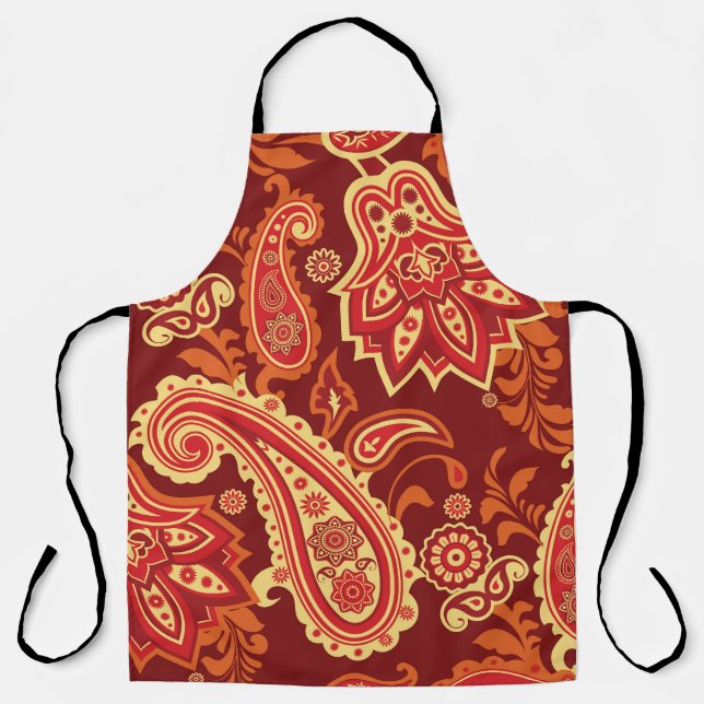 Paisley, flowers: ornamental seamless pattern apron (Front)