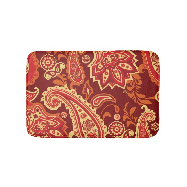 Paisley, flowers: ornamental seamless pattern bath mat (Front)