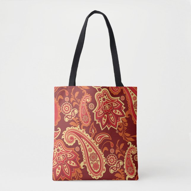 Paisley, flowers: ornamental seamless pattern tote bag (Front)