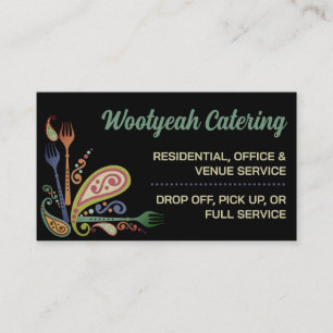 paisley forks cooking catering culinary business c card