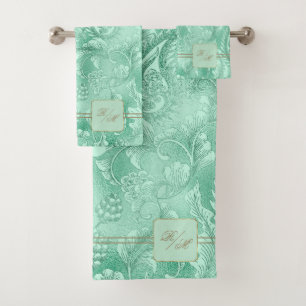 Paisley Garden FloraMonogram Mint Green/Gold ID750