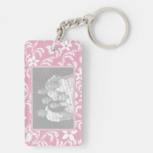 Paisley Garden Pink Photo Frame Keychain