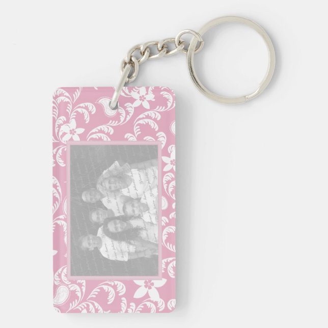 Paisley Garden Pink Photo Frame Keychain (Back)