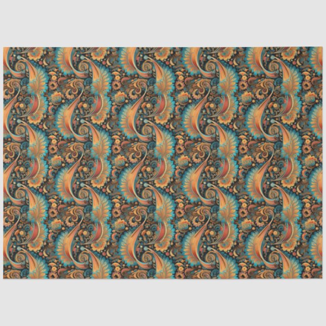 Paisley Golden Flower Abstract Pattern 11 Tissue Paper (Front)