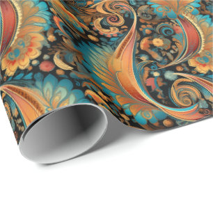Paisley Golden Flower Abstract Pattern 11 Wrapping Paper