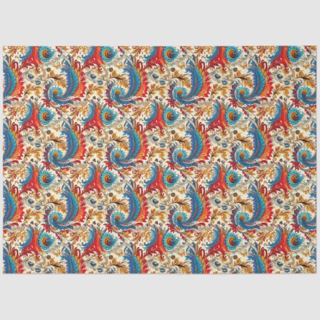 Paisley Golden Flower Abstract Pattern 4 Tissue Paper (Front)