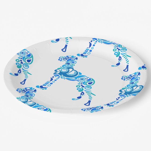 Paisley Great DAne Paper Plate (Angled)