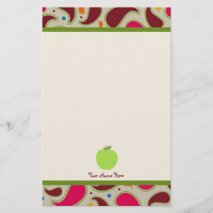 Paisley & Green Apple Personalized Teacher Stationery