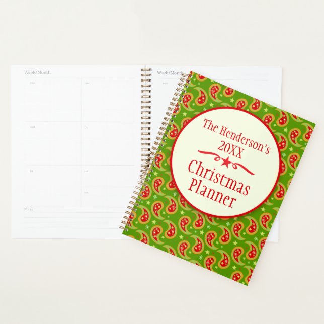 Paisley green family Christmas  Planner (Display)