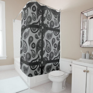 Paisley grey black showercurtain