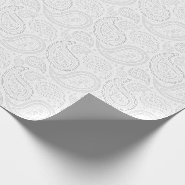 Paisley Grey on White Wrapping Paper (Corner)