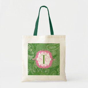 Paisley Grocery Tote, Customizable Monogram Tote Bag