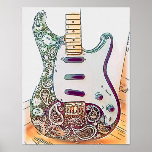 Paisley Guitar Print