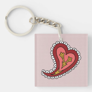 Paisley Heart Acrylic Keychain