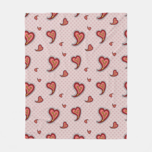 Paisley Heart Fleece Blanket (Front)