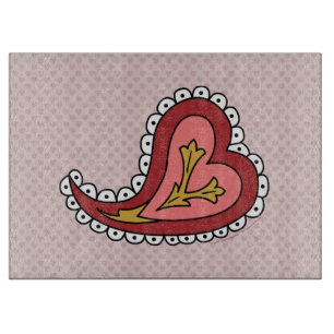Paisley Heart Glass Cutting Board