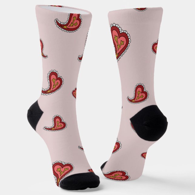 Paisley Heart Socks (Angled)
