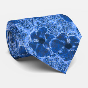 Paisley Hibiscus Retro Single-side Printed Tie
