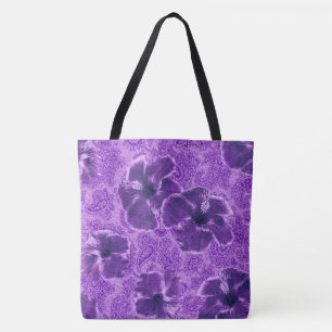 Paisley Hibiscus Vintage Psychedelic Beach Bag