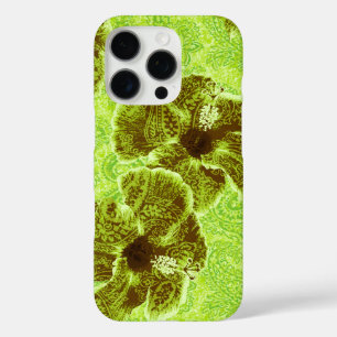 Paisley Hibiscus Vintage Psychedelic Floral Lime iPhone 16 Pro Case