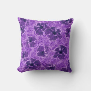 Paisley Hibiscus Vintage Psychedelic Floral Throw Pillow