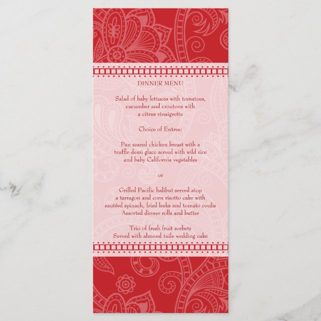 Paisley Impression dans Crimson Menu Carte Rack (Devant)