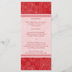 Paisley Impression in Crimson Menu Rack Card